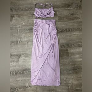 Light purple two piece dress.